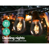74m LED Festoon String Lights Outdoor Christmas Wedding Waterproof Garden Decor - Side View