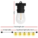 46m Festoon Lights Christmas Fairy String Lights Outdoor Party Garden Decor - Front View