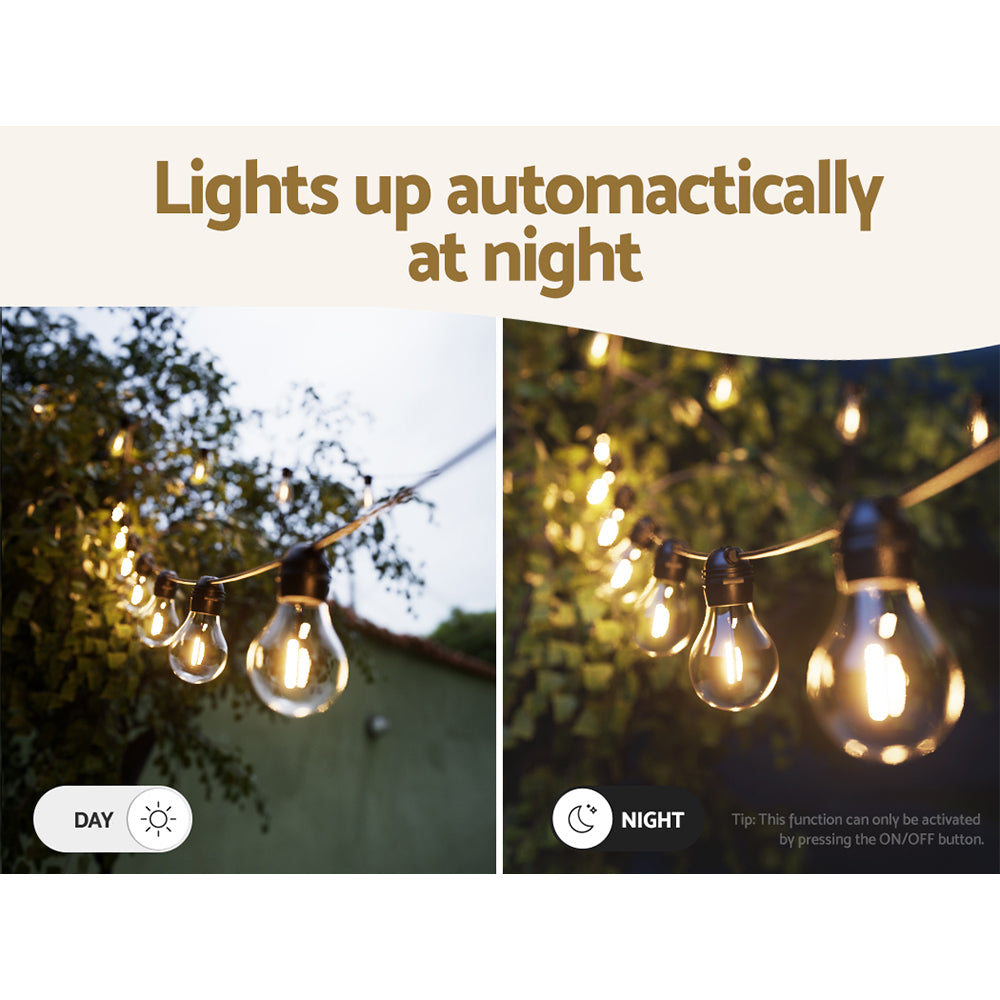 17m Solar-Powered LED Festoon String Lights for Outdoor Christmas and Party Decor