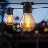 23m Solar LED Festoon String Lights for Outdoor Christmas and Party Decor - Close-Up Angle
