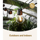 17m Solar-Powered LED Festoon String Lights for Outdoor Christmas and Wedding Decor - Rear View
