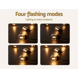 34m Solar LED Festoon String Lights - 2 Pack for Outdoor Christmas and Wedding Decorations - 45-Degree Angle