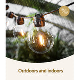 17m Solar-Powered LED Festoon String Lights for Outdoor Events and Celebrations - Rear View