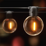 17m Solar-Powered LED Festoon String Lights for Outdoor Events and Celebrations - Close-Up Angle
