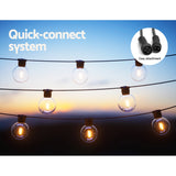 23m Solar Festoon Lights Outdoor LED String Light Wedding Party Christmas Decor - Rear View