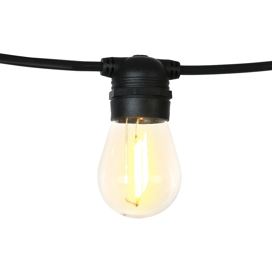 17m outdoor solar festoon string lights with 15 warm white bulbs