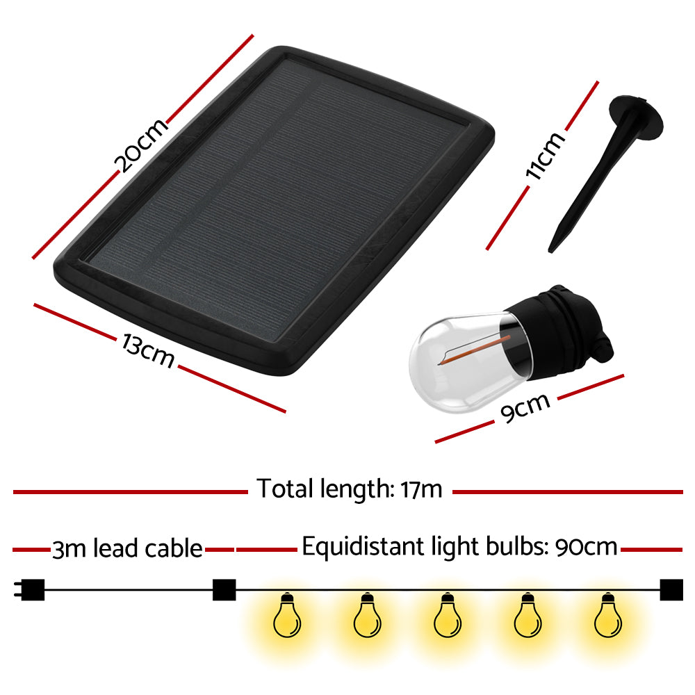 34m Solar-Powered LED Festoon String Lights for Outdoor & Indoor Christmas Parties - 2 Pack