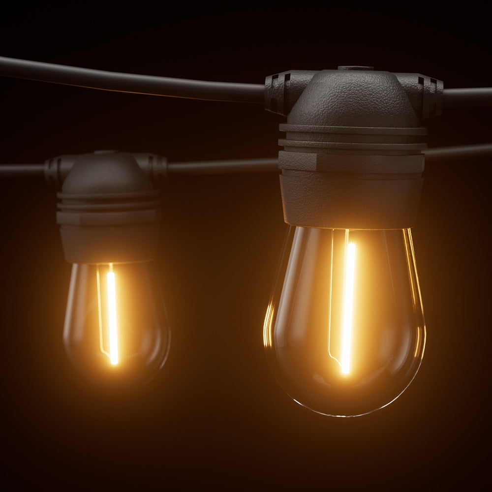 34m Solar-Powered LED Festoon String Lights for Outdoor & Indoor Christmas Parties - 2 Pack