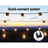 34m Solar-Powered LED Festoon String Lights for Outdoor & Indoor Christmas Parties - 2 Pack