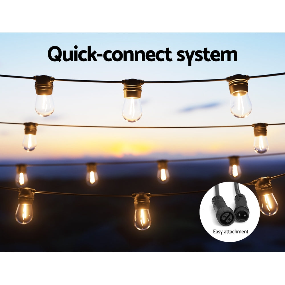 34m Solar-Powered LED Festoon String Lights for Outdoor & Indoor Christmas Parties - 2 Pack
