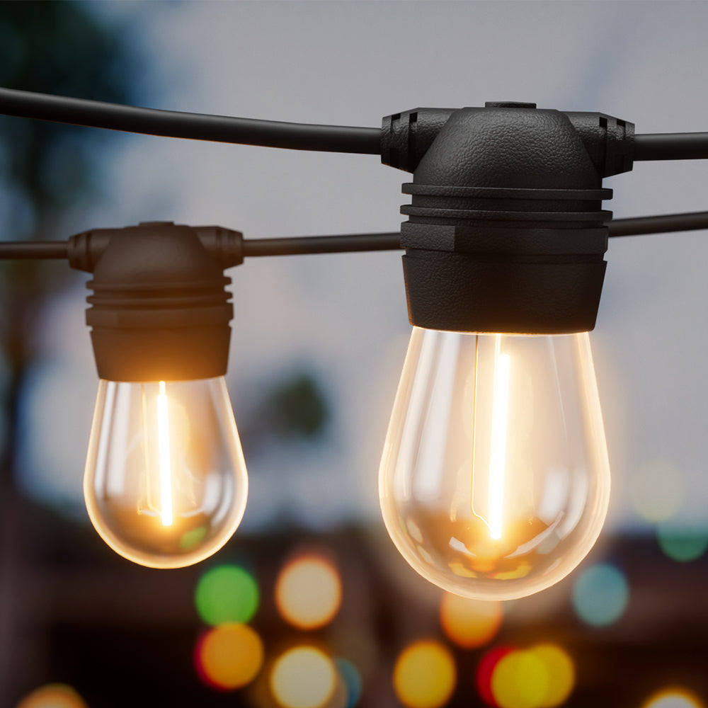 34m Solar-Powered LED Festoon String Lights for Outdoor & Indoor Christmas Parties - 2 Pack
