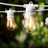 41M Warm White LED Festoon String Lights for Outdoor Christmas and Party Decor - Close-Up Angle