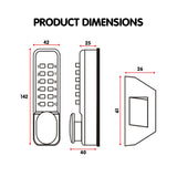 Push Button Digital Combination Security Door Lock Zinc Alloy - 45-Degree Angle