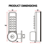 Push Button Digital Mechanical Combination Security Door Lock Chrome - Rear View