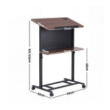 Artiss Mobile Lectern Podium Stand with Storage Shelf Height Adjustable Laptop Desk Black & Walnut - Top-Down View