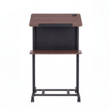 Artiss Mobile Lectern Podium Stand with Storage Shelf Height Adjustable Laptop Desk Black & Walnut - 45-Degree Angle