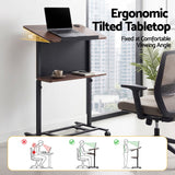 Artiss Mobile Lectern Podium Stand with Storage Shelf Height Adjustable Laptop Desk Black & Walnut - Low Angle