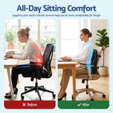 Artiss Ergonomic Lumbar Support Cushion for Office Chair and Car Memory Foam Lumbar Pillow for Back, Breathable Back Support Pillow with Adjustable Straps for Office Gaming Car Home - Top-Down View