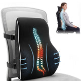 Artiss Ergonomic Lumbar Support Cushion for Office Chair and Car Memory Foam Lumbar Pillow for Back, Breathable Back Support Pillow with Adjustable Straps for Office Gaming Car Home - Extra Image