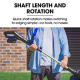 POWERBLADE LN4 20V Cordless Electric Line Trimmer & Garden Edger Kit, with Battery and Fast Charger - Close-Up Angle