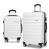 Wanderlite 2Set 20-28 Inch Luggage with TSA Lock Spinner Travel Suitcase Carry On Hard Shell Luggage Case White - Low Angle