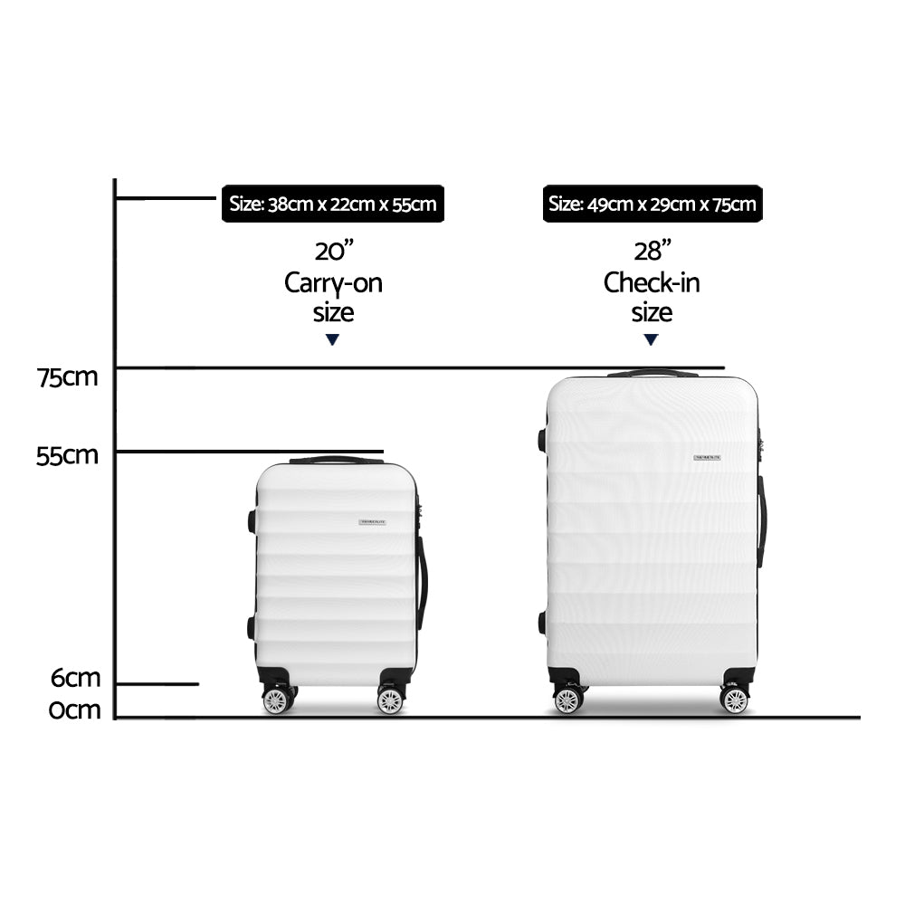 Wanderlite 2Set 20-28 Inch Luggage with TSA Lock Spinner Travel Suitcase Carry On Hard Shell Luggage