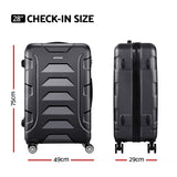 Wanderlite 28 Inch Luggage with TSA Lock Spinner Travel Suitcase Carry On Hard Shell Luggage Case Black - Rear View