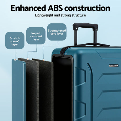 Wanderlite 28" Luggage Suitcase Trolley Travel TSA Lightweight Hard Case Teal, image 4