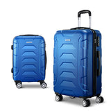 Wanderlite 2Set 20-28 Inch Luggage with TSA Lock Spinner Carry On Hard Shell Travel Suitcase Luggage Case Blue - Low Angle
