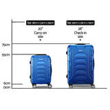 Wanderlite 2Set 20-28 Inch Luggage with TSA Lock Spinner Carry On Hard Shell Travel Suitcase Luggage Case Blue - Front View