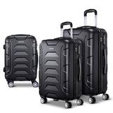 Wanderlite 3Set 20-24-28 Inch Luggage with TSA Lock Spinner Carry On Hard Shell Travel Suitcase Luggage Case Black - Low Angle