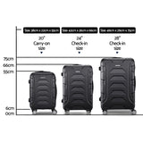 Wanderlite 3Set 20-24-28 Inch Luggage with TSA Lock Spinner Carry On Hard Shell Travel Suitcase Luggage Case Black - Front View