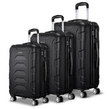 Wanderlite 3Set 20-24-28 Inch Luggage with TSA Lock Spinner Carry On Hard Shell Travel Suitcase Luggage Case Black - Side View