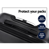 Wanderlite 3Set 20-24-28 Inch Luggage with TSA Lock Spinner Carry On Hard Shell Travel Suitcase Luggage Case Black - Rear View