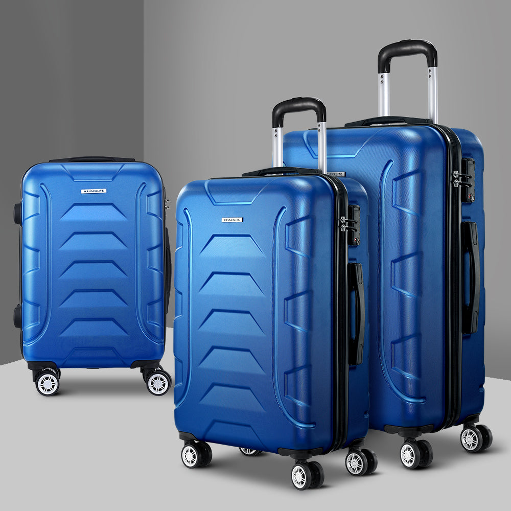 Wanderlite 3Set 20-24-28 Inch Luggage with TSA Lock Spinner Carry On Hard Shell Travel Suitcase Lugg