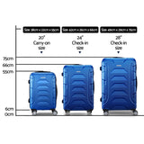 Wanderlite 3Set 20-24-28 Inch Luggage with TSA Lock Spinner Carry On Hard Shell Travel Suitcase Luggage Case Blue - Front View
