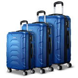Wanderlite 3Set 20-24-28 Inch Luggage with TSA Lock Spinner Carry On Hard Shell Travel Suitcase Luggage Case Blue - Side View