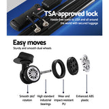 Wanderlite 3Set 20-24-28 Inch Luggage with TSA Lock Spinner Carry On Hard Shell Travel Suitcase Luggage Case Blue - 45-Degree Angle