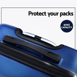 Wanderlite 3Set 20-24-28 Inch Luggage with TSA Lock Spinner Carry On Hard Shell Travel Suitcase Luggage Case Blue - Rear View
