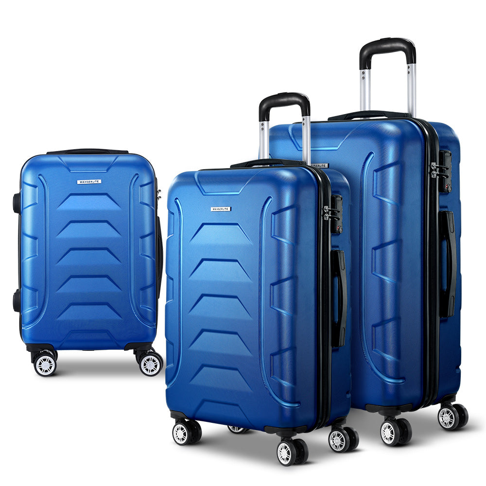 Wanderlite 3Set 20-24-28 Inch Luggage with TSA Lock Spinner Carry On Hard Shell Travel Suitcase Lugg