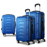 Wanderlite 3Set 20-24-28 Inch Luggage with TSA Lock Spinner Carry On Hard Shell Travel Suitcase Luggage Case Blue - Low Angle