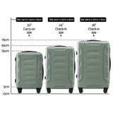 Wanderlite 3pcs Luggage Suitcase Set Trolley Travel TSA Lightweight Hard Case Grey Green - Front View