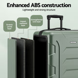 Wanderlite 3pcs Luggage Suitcase Set Trolley Travel TSA Lightweight Hard Case Grey Green - Top-Down View