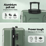 Wanderlite 3pcs Luggage Suitcase Set Trolley Travel TSA Lightweight Hard Case Grey Green - 45-Degree Angle
