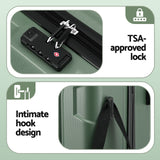 Wanderlite 3pcs Luggage Suitcase Set Trolley Travel TSA Lightweight Hard Case Grey Green - Rear View