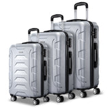 Wanderlite 3Set 20-24-28 Inch Luggage with TSA Lock Spinner Carry On Hard Shell Travel Suitcase Luggage Case Silver - Side View