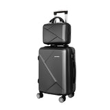 Wanderlite 2Set 20 Inch Luggage Case with 12 Inch Handheld Luggage Box Hard Shell Travel Suitcase TSA Lock Black - Close-Up Angle