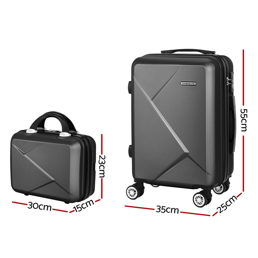 Wanderlite 2Set 20 Inch Luggage Case with 12 Inch Handheld Luggage Box Hard Shell Travel Suitcase TS