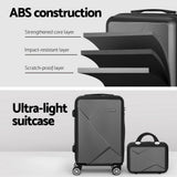 Wanderlite 2Set 20 Inch Luggage Case with 12 Inch Handheld Luggage Box Hard Shell Travel Suitcase TSA Lock Black - Top-Down View