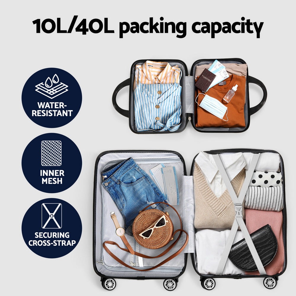 Wanderlite 2Set 20 Inch Luggage Case with 12 Inch Handheld Luggage Box Hard Shell Travel Suitcase TS